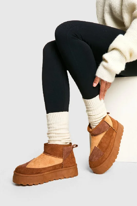 elegant mules for women’s office style -CHESTNUT MULTI COLOUR CLASSIC ULTRA MINI COSY FUR LINED ANKLE BOOT