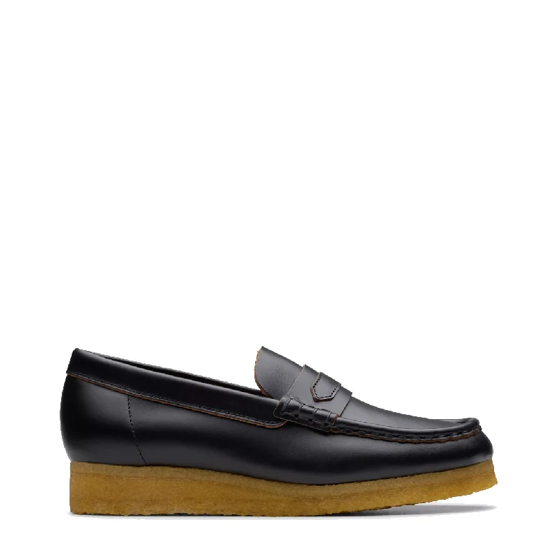 women’s casual sneakers for street wear -Clarks Originals Womens Wallabee Loafer Black Smooth Leather