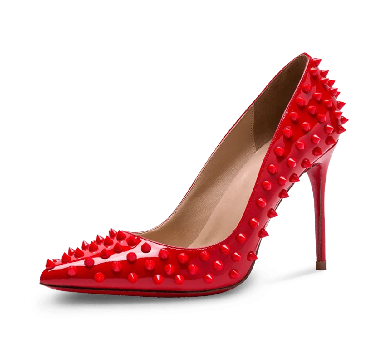 fashionable boots for women’s fall outfits -Spikes Red Sole High Heel Pumps