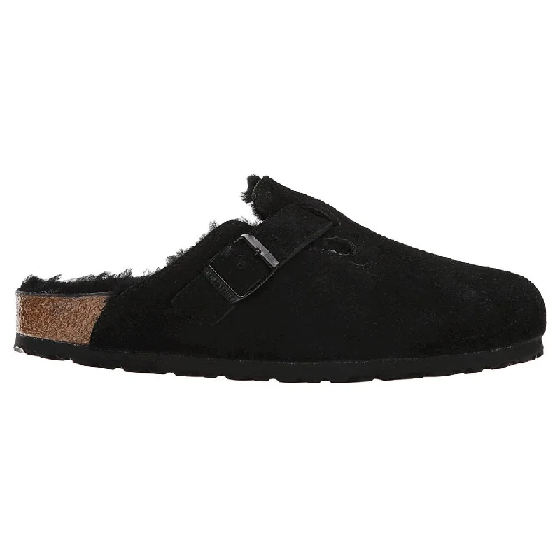 comfortable running shoes for women’s fitness -Boston Shearling Suede Leather Unisex Clogs