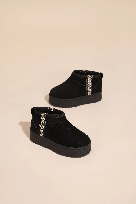 trendy wedge heels for women’s summer style -KIDS ULTRA MINI PLATFORM EMBROIDED ANKLE BOOTS IN BLACK 31-36 SIZES