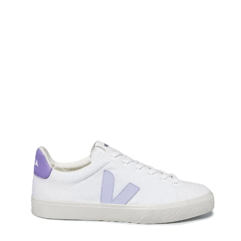 trendy shoes for women’s summer adventures -Veja Womens Campo Canvas Trainer White Swan Lavande