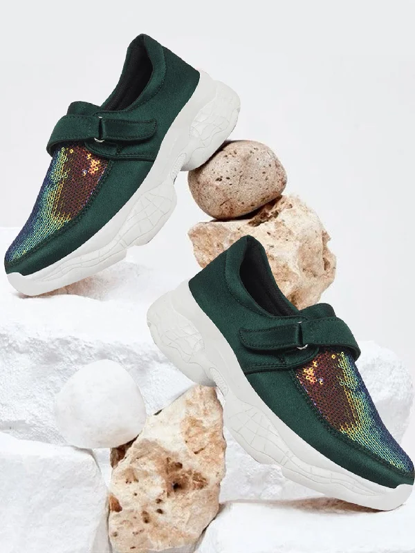 luxury boots for women’s chic style -Women Green Stylish Slip On Sneakers