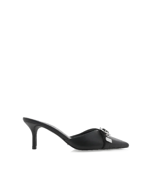 women’s trendy flats for fall fashion -DAIJA - BLACK-SILVER