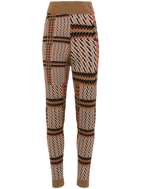 casual jumpsuits for women’s relaxed style -Dusk Knitted Pants - Orange Mixed Checks