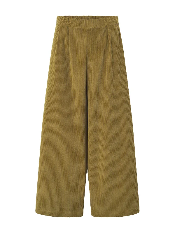 trendy women’s skirts for summer outfits -Corduroy Wide Pants - Olive