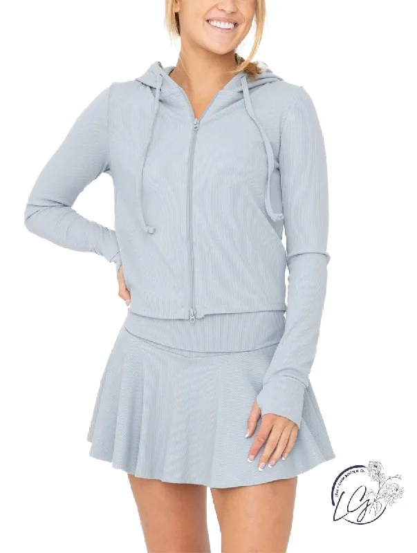 stylish women’s sweaters for casual wear -Relax Ripple Ribbed Zip Up