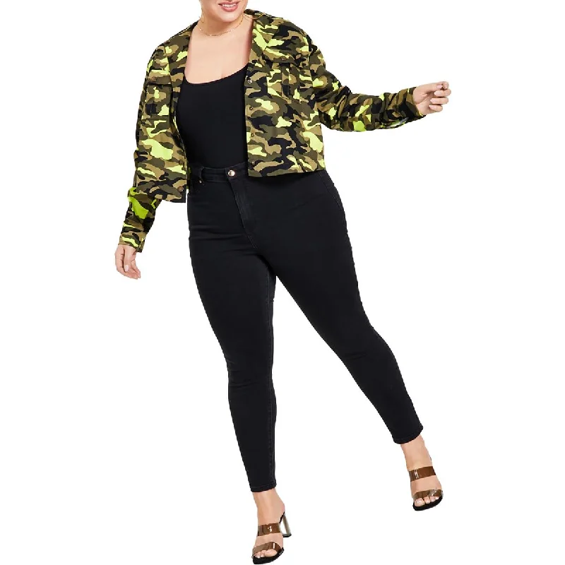 women’s classic blouses for everyday wear -Nina Parker Womens Plus Camo Cargo Overcoat