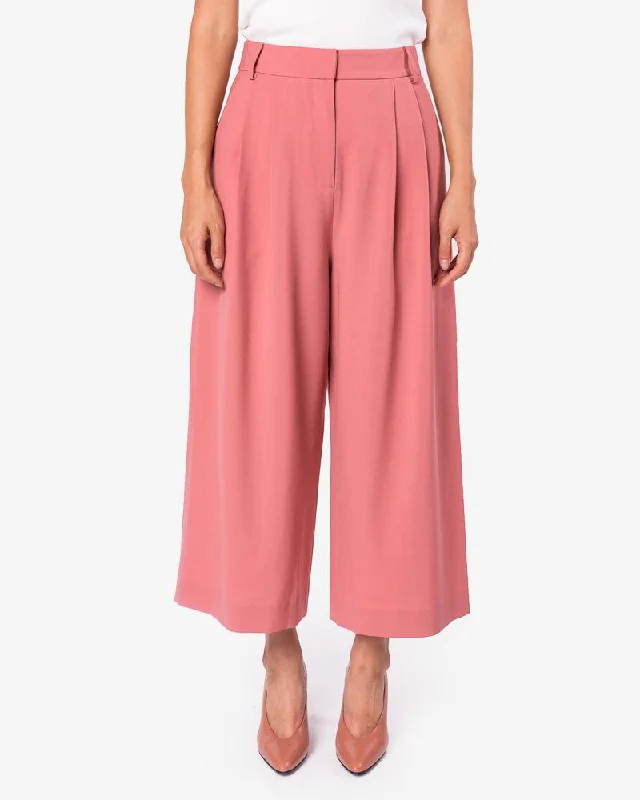 comfortable women’s pants for travel -Tropical Wool Crop Pant in Blush Rose