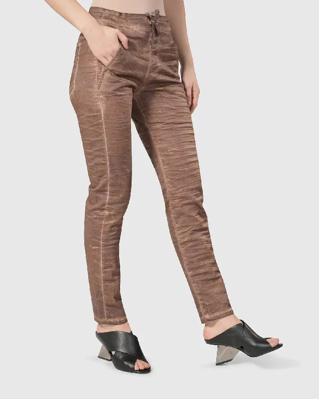 sophisticated women’s pantsuits for business wear -Distressed Iconic Stretch Jeans, Brown Wash