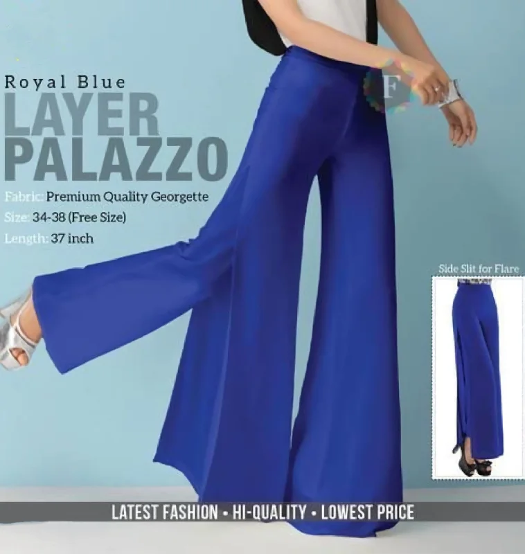 cozy women’s sweaters for chilly days -Blue Layered Georgette Palazzo Pants for Women