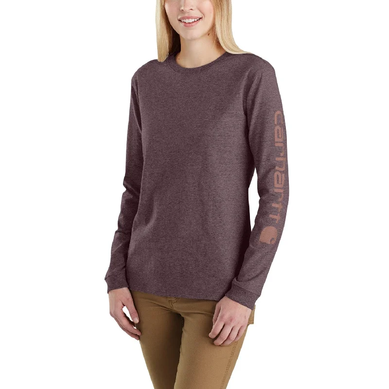 women’s flattering dresses for evening parties -Carhartt Women's Heavyweight Long Sleeve Logo T-Shirt_Blackberry Heather