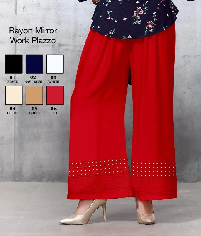 comfortable women’s loungewear for home -Rayon Mirror Work Palazzo Pants for Women