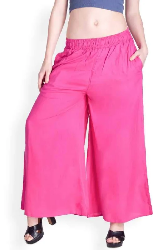 versatile dresses for women’s travel style -Lyra Pink Rayon Palazzo Pants for Woman