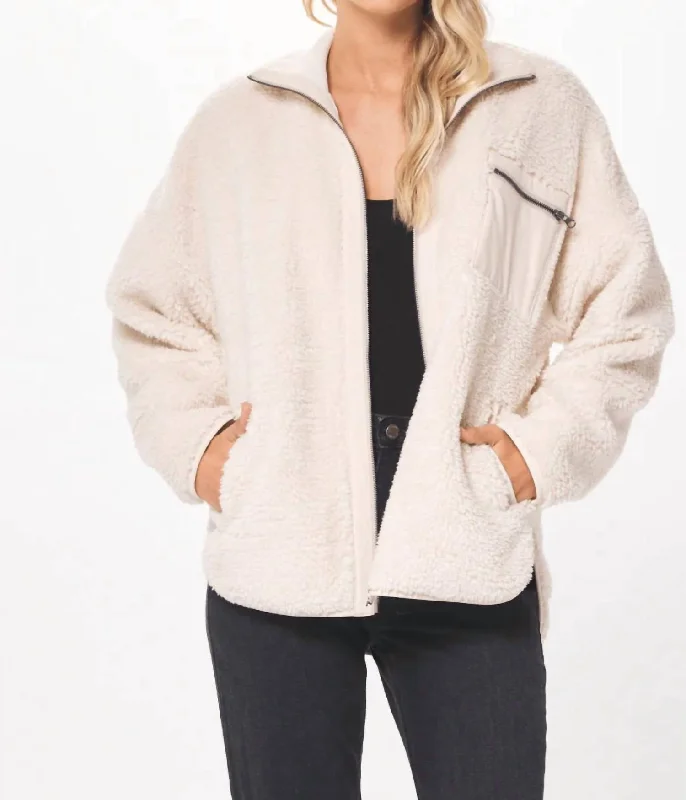 trendy women’s shirts for business attire -Shearling Jacket In Ecru