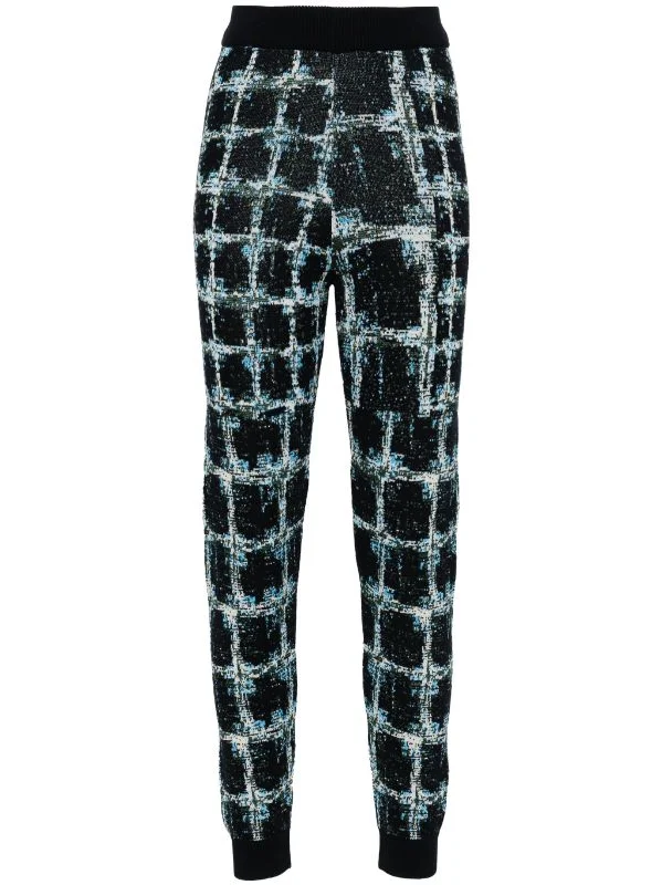 women’s chic jumpsuits for evening parties -Dusk Knitted Pants - Black Shibori Checks