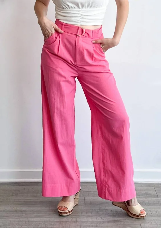 trendy pants for women’s 2025 wardrobe -Kalani Belted Pant In Bubble Pink