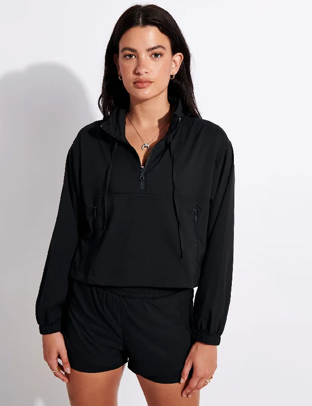 stylish skirts for women’s dinner parties -Hummingbird Half Zip Windbreaker - Black