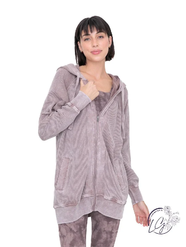 trendy dresses for women’s business events -Stone Hues Oversized Zip-Up Jacket