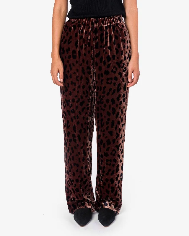 comfortable women’s sweaters for fall weather -Cheetah Velvet Pant in Rosewood/Navy