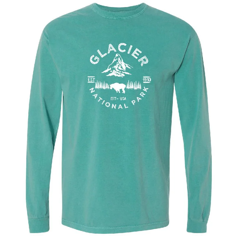 chic women’s tops for casual weekends -Glacier National Park Comfort Colors Long Sleeve T Shirt