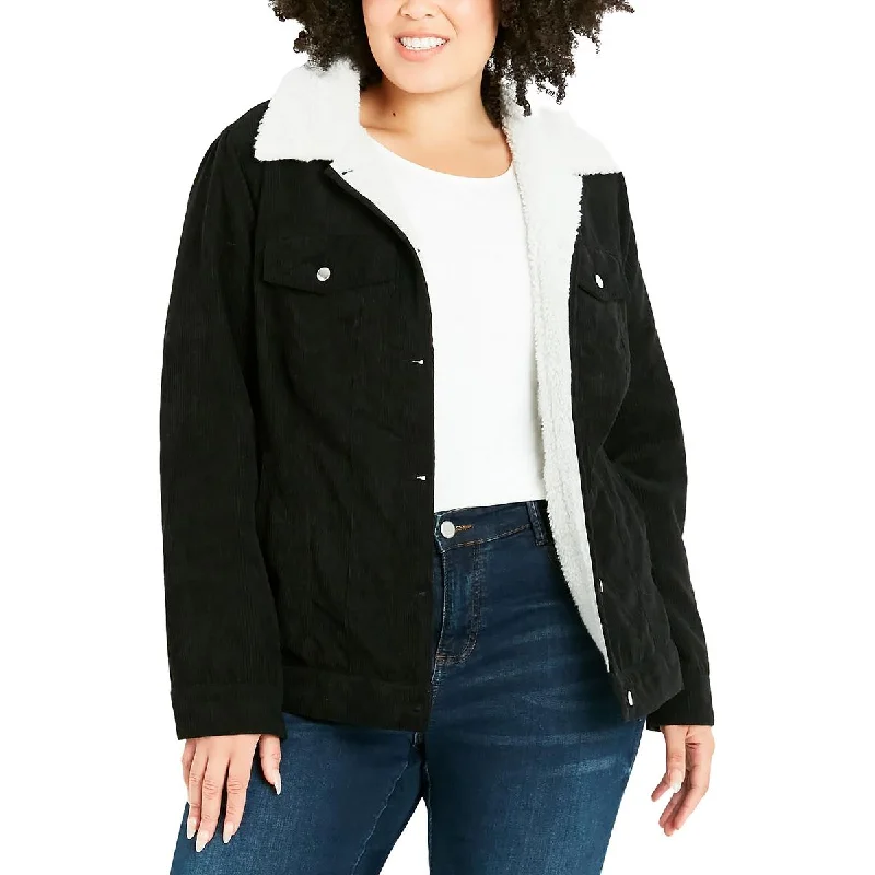 trendy women’s tunics for casual style -Evans Womens Plus Shearling Warm Trucker Jacket