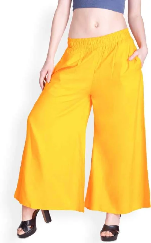 chic dresses for women’s summer evenings -Lyra Yellow Rayon Palazzo Pants for Woman