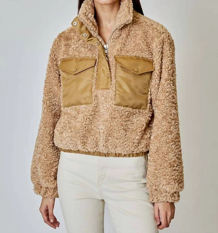 comfortable women’s pants for travel -Maeve Pullover Jacket In Wheat