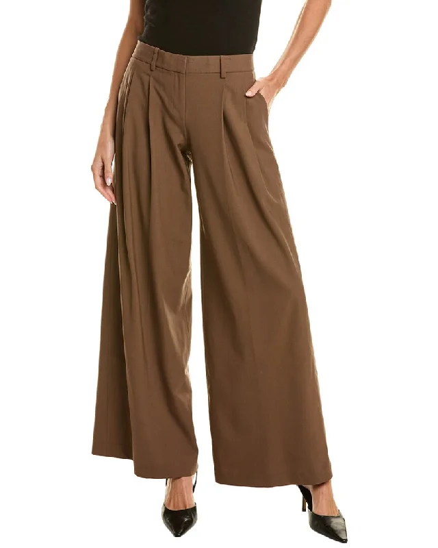 women’s trendy shirts for work or play -Theory Pleated Low-Rise Wool-Blend Pant