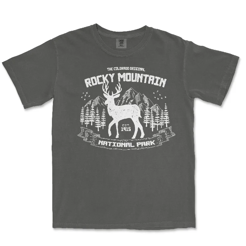 trendy women’s tunics for casual style -Rocky Mountain National Park Elk Comfort Colors T Shirt