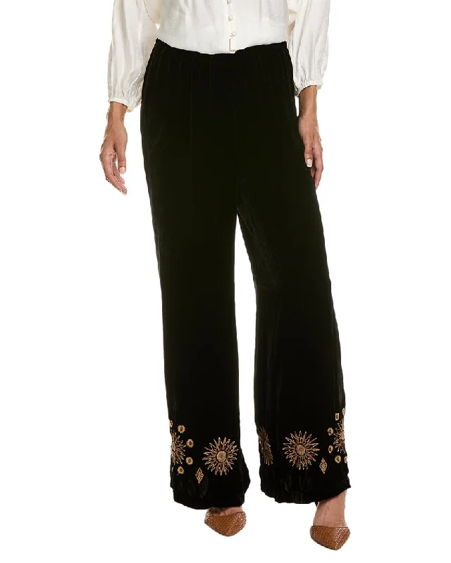 versatile dresses for women’s travel style -Johnny Was Heidi Velvet Silk-Blend Wide Leg Pant