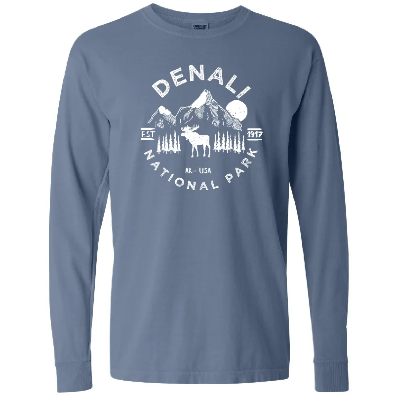 women’s fashionable tunics for casual wear -Denali National Park Comfort Colors Long Sleeve T Shirt