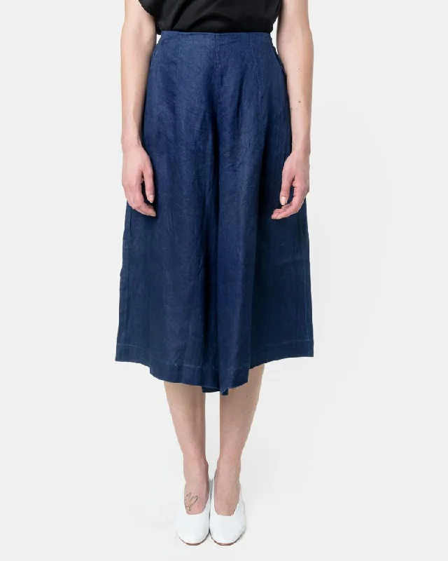 women’s fashionable loungewear for weekends -Herringbone Culotte in Indigo