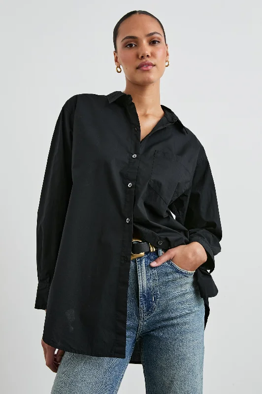 women’s tailored coats for winter fashion -ELSA SHIRT - BLACK