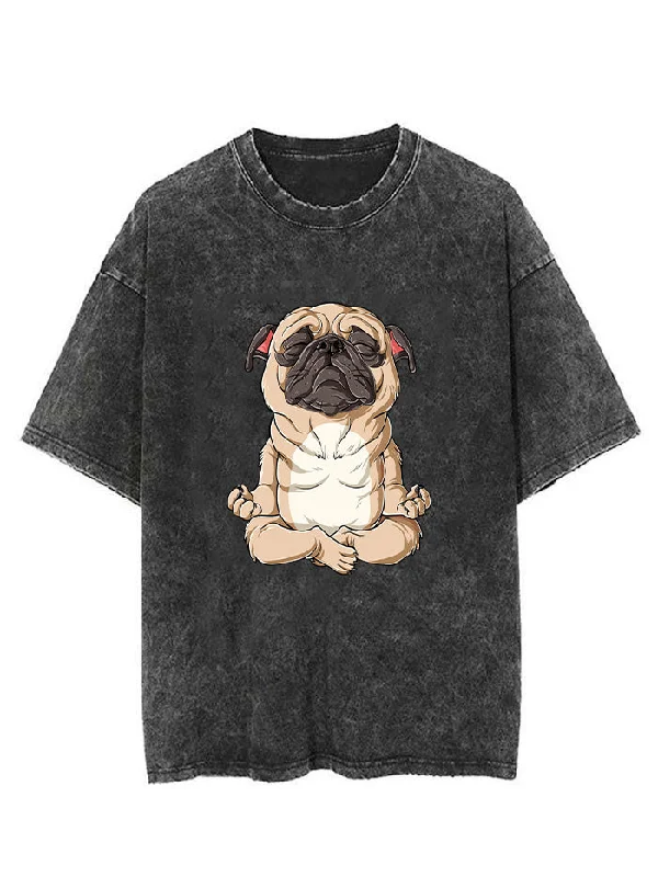 women’s relaxed pants for weekend looks -Pug Yoga Vintage Gym Shirt