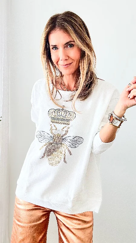 cozy coats for women’s winter style -Custom Bee Royal Sweatshirt - White