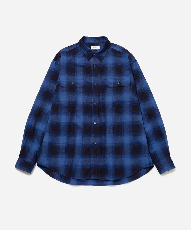 women’s stylish outerwear for chilly days -Ombre Check Work Shirt