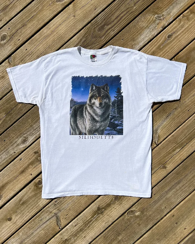 cozy women’s coats for cold winter days -Vintage Wolf Silhouette Tee