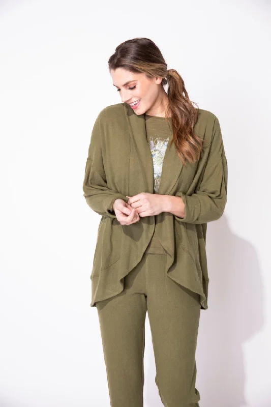 comfortable women’s sweaters for fall weather -Cocoon Jacket in Olive by Escape