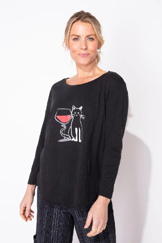 women’s elegant dresses for holiday parties -Destination Hi-Low Slub Tee in Tipsy Cat by Escape