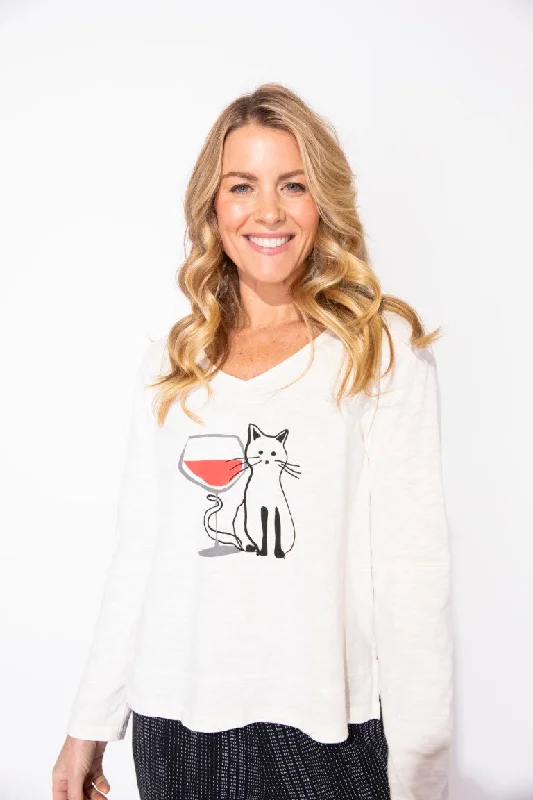 stylish women’s dresses for weddings -Destination Step Hem Boxy Slub Tee in Tipsy Cat by Escape