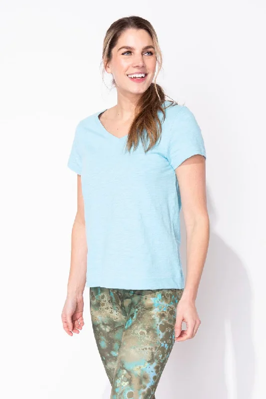 chic blazers for women’s office wardrobe -Short Sleeve Tee in Sky by Escape