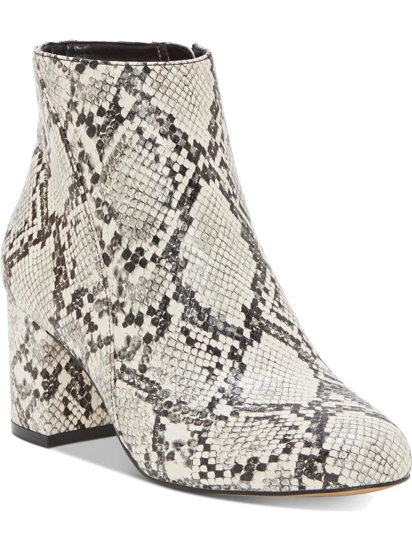 women’s stylish flats for summer days -Floriann Womens Faux Leather Snake Print Booties