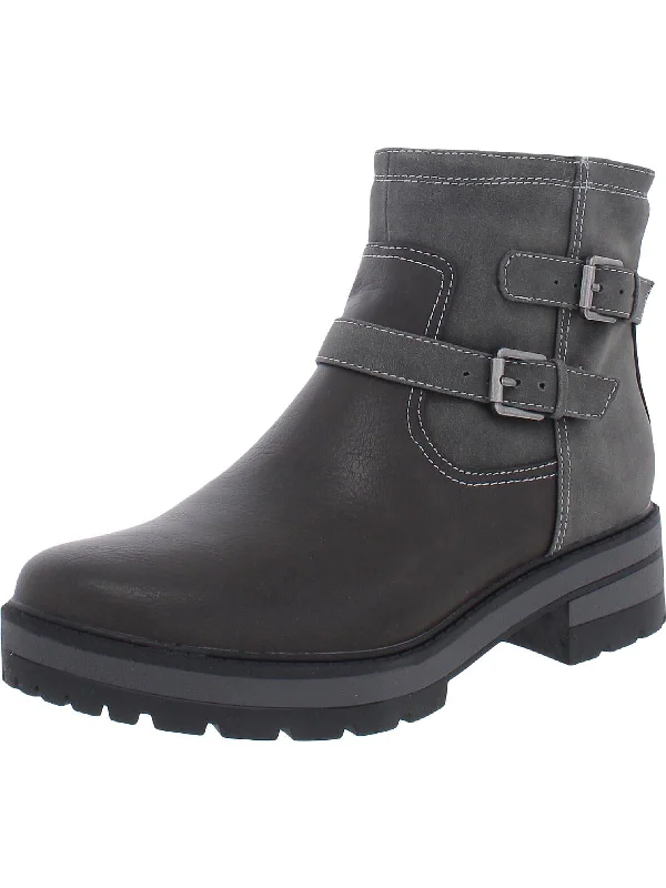 women’s casual sneakers for street wear -North Womens Faux Leather Buckle Ankle Boots