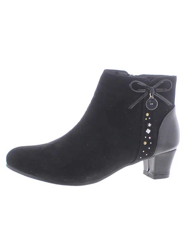 trendy boots for women’s cold weather outfits -Womens Microsuede Embellished Ankle Boots