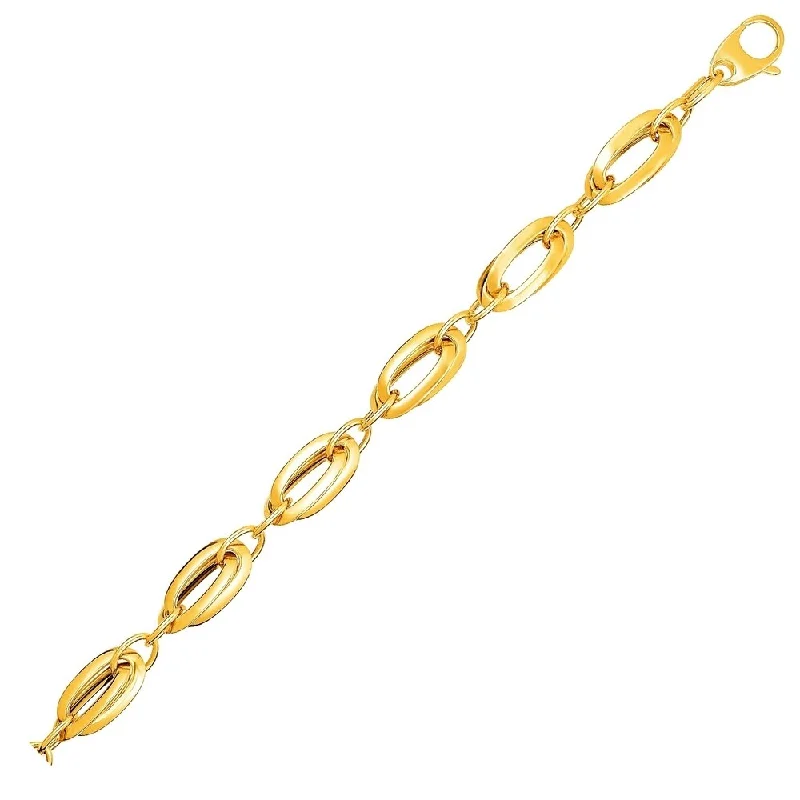 elegant diamond necklaces for women’s special occasions -14k Yellow Gold Bracelet with Long Double Oval Links