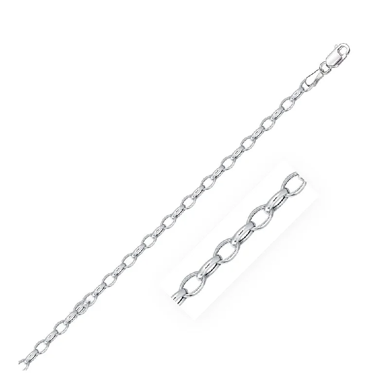 women’s delicate diamond necklaces for elegant style -3.2mm 14k White Gold Oval Rolo Bracelet