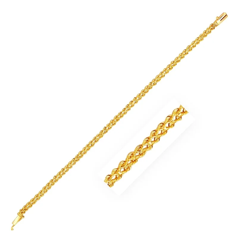 women’s bold gemstone earrings for unique style -4.0 mm 14k Yellow Gold Two Row Rope Bracelet