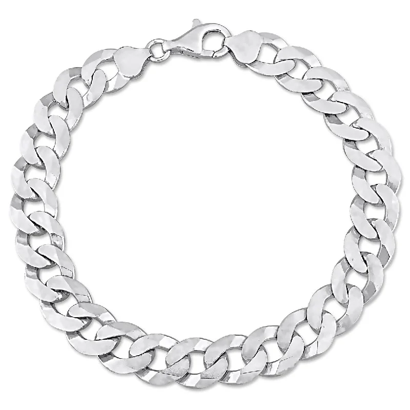 sophisticated silver necklaces for formal events -Miadora 10.2mm Curb Link Chain Bracelet Sterling Silver- 9 in