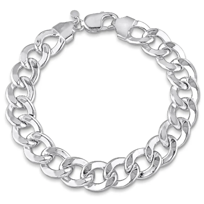 women’s delicate silver pendants for minimalist style -Miadora 12.5mm Curb Link Chain Bracelet Sterling Silver- 9 in